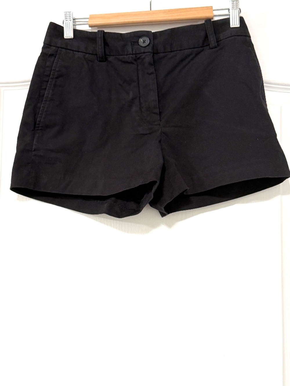 Aritzia Chino Mini Short Mid Rise Solid Black Cotton Stretch 6